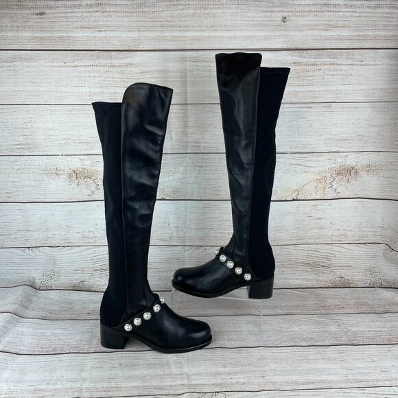 Stuart Weitzman Portia 5050 Womens Sz 5B Over The Knee Boots Black Pearl - Picture 1 of 9